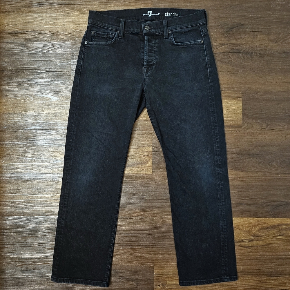 7 for All Mankind 31 x 27 Navy Dark Wash Standard Straight Stretch Jeans